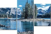 60CM 90 ZEGAR 3 ELEM JEZIORO MALIGNE ZIMĄ ŚCIENNY