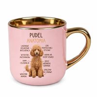 Pudel - anatomia - elegancki kubek na prezent Różowy PIES RASA URODZINY