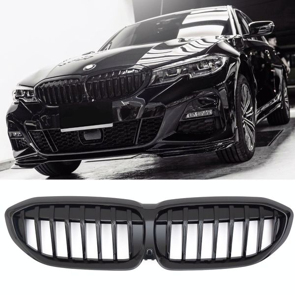 GRILL NERKI DO BMW 3 G20 G21 Od 2019 Do 2022 Roku BLACK POŁYSK Park Assist zdjęcie 4