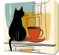 Obraz 40x40cm Kot i Kawa