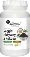 Aliness Węgiel aktywny z kokosa 300mg 100kaps Vege Biegunki Zaparcia Jelita