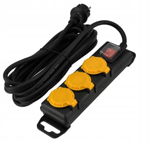 Przedłużacz Listwa Zasilająca 3 Gniazda 5m Wodoszczelny Z Wyłącznikiem IP44 na Arena.pl