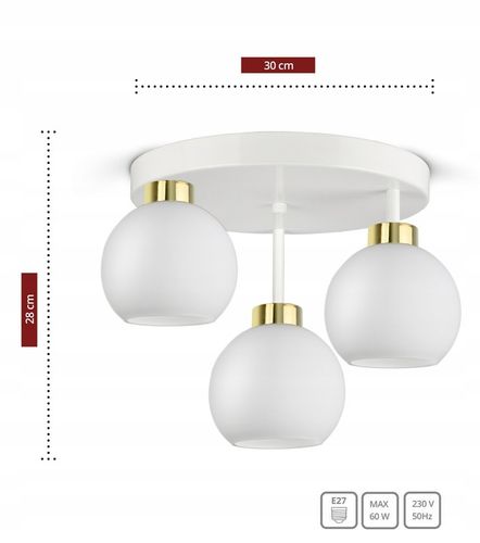Lampa Wisząca Sufitowa Żyrandol Biała Szklane Kule White Glass ER3 LED E27 na Arena.pl