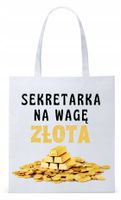 Dla Sekretarki Na Prezent Torba Eco Biała Shopper Z Nadrukiem Ze Zdjęciem