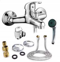 ZESTAW BATERIA WANNOWA PRYSZNICOWA KRAN DO WANNY UCHWYT WĄŻ SŁUCHAWKA CHROM