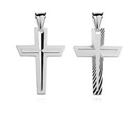 Srebrny dwustronny krzyżyk krzyż diamentowany srebro 925 KD009