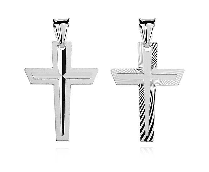 Srebrny dwustronny krzyżyk krzyż diamentowany srebro 925 KD009 zdjęcie 1