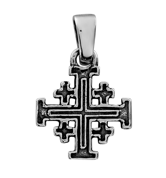 SREBRNY KRZYŻ JEROZOLIMSKI PRÓBA SREBRA 925 zdjęcie 1