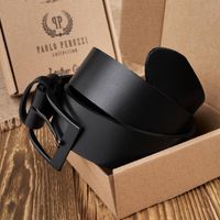 pasek męski skórzany czarny 120 cm z czarną klamr