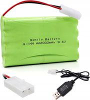 9.6V 2000mAh AA akumulator RC | złącze Tamiya | kabel USB