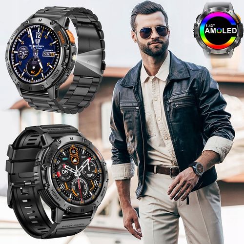 Zegarek Męski Smartwatch AMOLED IP68 530mAh Pomiary Rozmowy SMS Latarka PL na Arena.pl