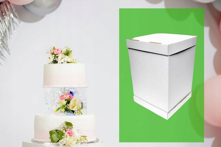 PUDEŁKO NA TORT PIĘTROWY 36x36x45 cm BIAŁE MOCNY GRUBY KARTON OPAKOWANIE zdjęcie 5