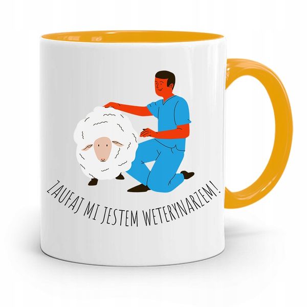 Kubek Żółty Weterynarza Zaufaj Mi! Prezent Z Nadrukiem Ze Zdjęciem zdjęcie 1