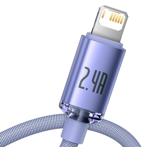 kabel usb do lightning baseus crystal shine, 2.4a, 1.2m (fioletowy) na Arena.pl