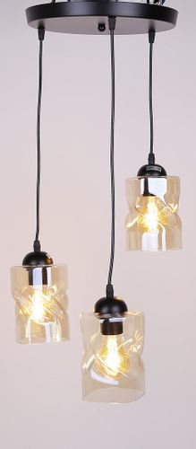 Felis lampa wisząca talerz czarny 3x60W E27 klosz bursztynowy na Arena.pl
