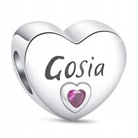 Zawieszka SREBRO 925 Koralik Charms Imię Gosia Małgorzata Serce