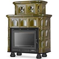 Piec kominek koza kaflowy ceramiczny obudowa kominkowa SALZBURG pistacjowy