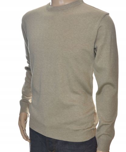 Sweter męski gładki klasyczny wełniany z wełny niegryzący M beżowy 1705 na Arena.pl