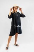 Muślinowa sukienka z guzikami Sara Czarna UNI