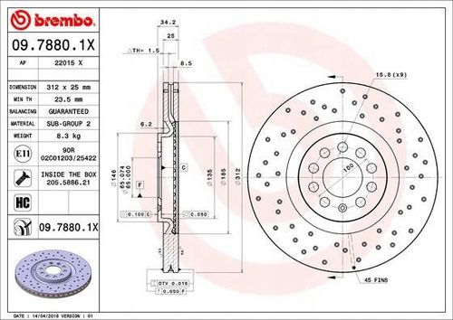 TARCZA HAM PRZOD 312X25 V XTRA BREMBO na Arena.pl