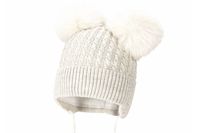 BROEL MACY czapka na zimę dwa pompony beżowa 48-50