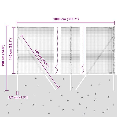 Ogrodzenie z słupkami Srebrny 1.4 x 10 m Stal na Arena.pl