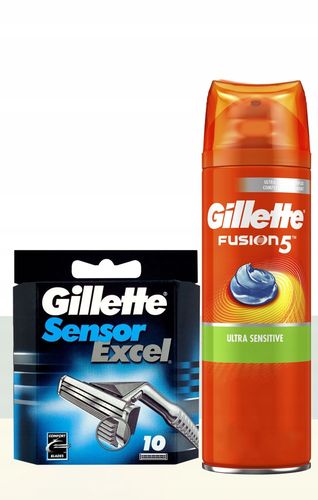 ORYGINALNE OSTRZA GILLETTE SENSOR EXCEL x10 + ŻEL na Arena.pl