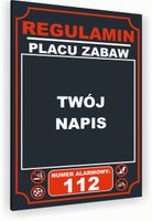 Tabliczka znak informacyjny 40x30 Antracyt REGULAMIN PLACU ZABAW Nierdzewna