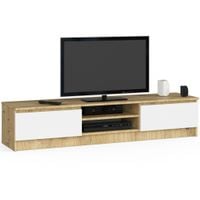 Szafka rtv, NOVA 160x40x33 cm, dąb artisan, biel, mat | TYLETEGOTU