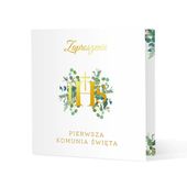 Zaproszenia na Komunię Eukaliptus, 10 szt.