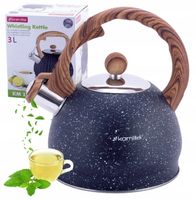 CZAJNIK NA GAZ INDUKCJA STALOWY Z GWIZDKIEM CZARNY marmurkowy 2l KAMILLE