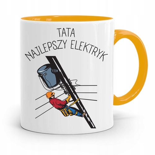 Kubek Żółty Dzień Ojca Dla Taty Najlepszy Elektryk Z Nadrukiem Ze Zdjęciem na Arena.pl
