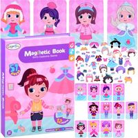 KSIĄŻKA MAGNETYCZNA TABLICA KLOCKI KARTONOWE PUZZLE LALKA UBRANIA UKŁADANKA