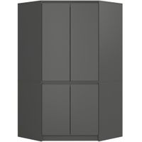 Szafa narożna 100 cm do sypialni 4 drzwi 6 półek - grafit szary