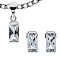 SREBRNY KOMPLET Z PROSTOKĄTNYMI CYRKONIAMI SREBRO PRÓBY 925