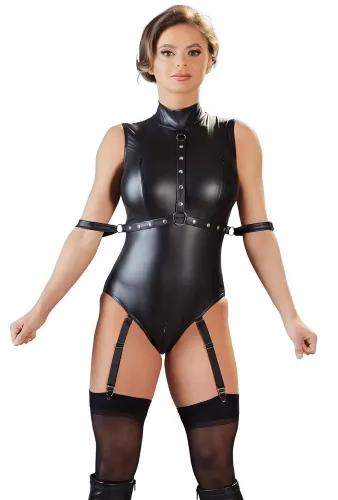 cottelli collection body l z paskami, otwartym kroczem, czarne na Arena.pl