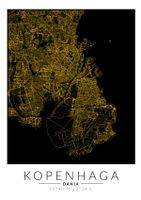 Kopenhaga złota mapa - plakat 40x60 cm