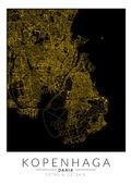Kopenhaga złota mapa - plakat 70x100 cm
