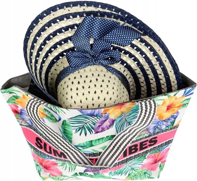 V2 TORBA PLAŻOWA SUMMER VIBES ZAPINANA SHOPPER TOREBKA NA PLAŻĘ PIKNIK MIX zdjęcie 4