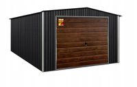 Garaż blaszany 4x6 grafit LUX drewnopodobna brama uchylna blaszak na