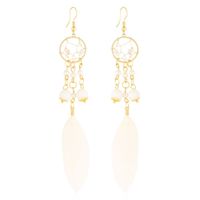 Kolczyki z piórkami Łapacze Snów 12 cm białe