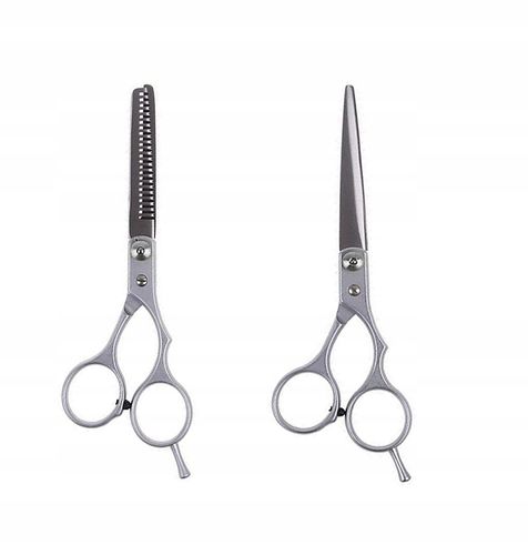 OSTRE NOŻYCZKI FRYZJERSKIE 2 szt PROSTE +DEGAŻÓWKI na Arena.pl