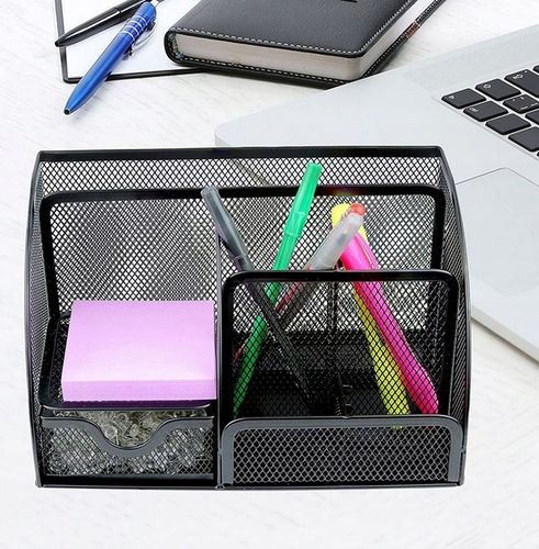 Organizer na Biurko Przybornik na Kredki Pojemnik Szufladka Metalowy Czarny na Arena.pl