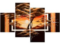 120CM 80CM ZEGAR 4 ELEM ZŁOTO AFRYKI OBRAZ ŚCIENNY