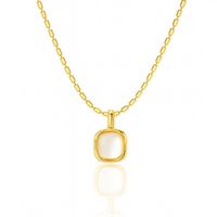 naszyjnik stal szlachetna pozłacana 14k złotem, biały wisiorek kwadrat