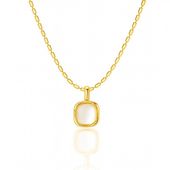 naszyjnik stal szlachetna pozłacana 14k złotem, biały wisiorek kwadrat