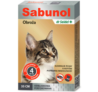 SABUNOL Obroża kota 35cm owadobójcza pchły kleszcze odblaskowa 4 miesiące