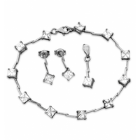 SREBRNY KOMPLET Z KWADRATOWYMI CYRKONIAMI SREBRO PRÓBY 925