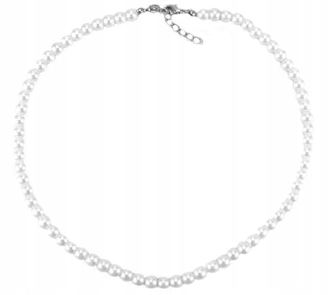 NASZYJNIK PERŁY SZKLANE BIAŁE 6 MM zdjęcie 2