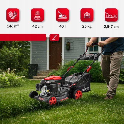 KOSIARKA SPALINOWA LEHMANN 44CM NAPĘD POTĘŻNA SILNIK 146CC MULCZOWANIE na Arena.pl